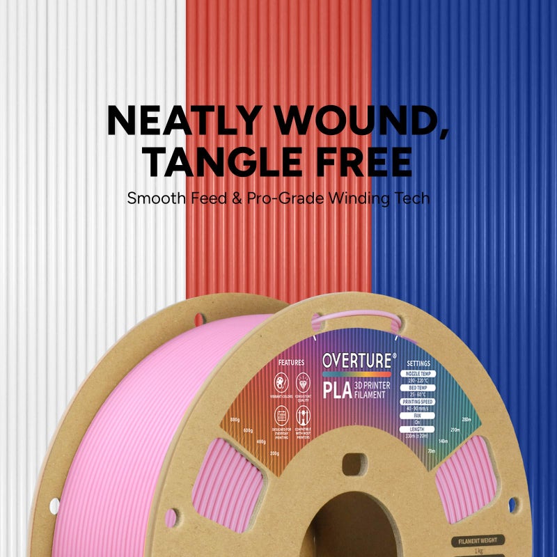 OVERTURE PLA Filament 1.75mm, Neatly Wound 3D Printer Filament 1kg Spool (2.2lbs), Dimensional Accuracy +/- 0.02 mm, Fit Most FDM 3D Printers (Pink) - Image 2